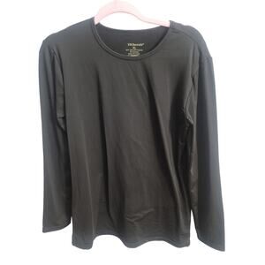 Women's Black Long Sleeve Crew Neck Pullover Fleece Lined Top Size XL